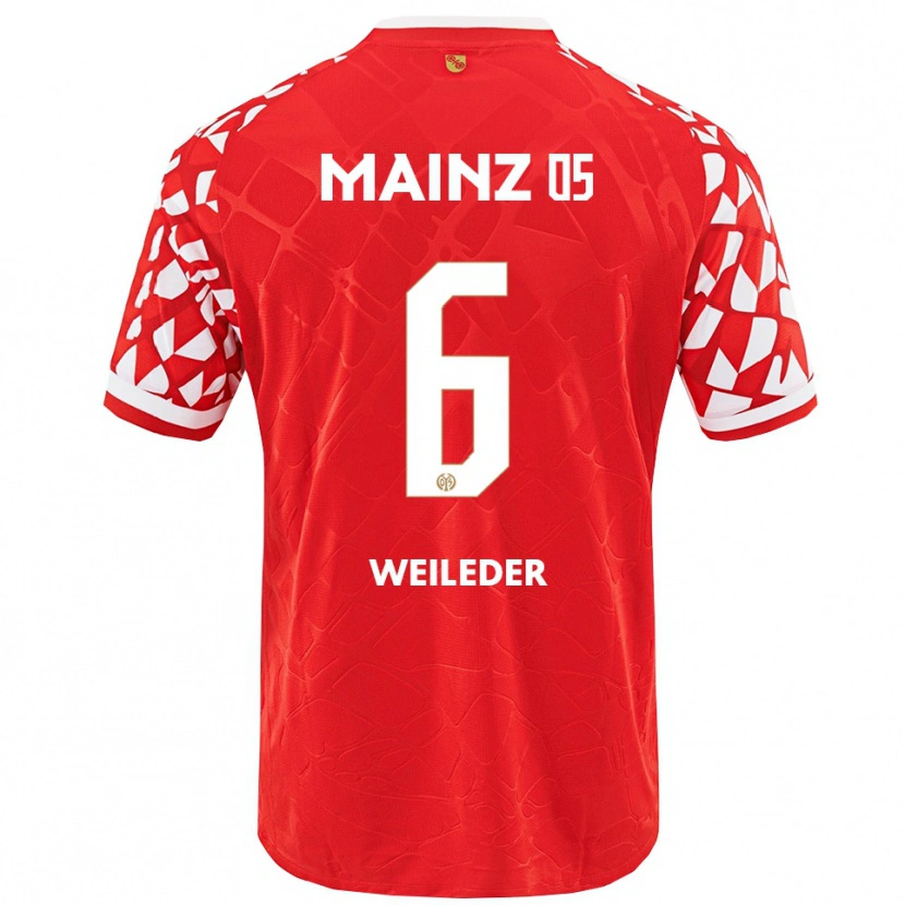 Danxen Niño Camiseta Tobias Weileder #6 Rojo Blanco 1ª Equipación 2025/26 La Camisa