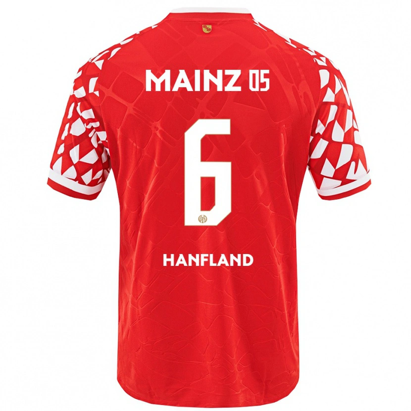 Danxen Niño Camiseta Paul Hanfland #6 Rojo Blanco 1ª Equipación 2025/26 La Camisa