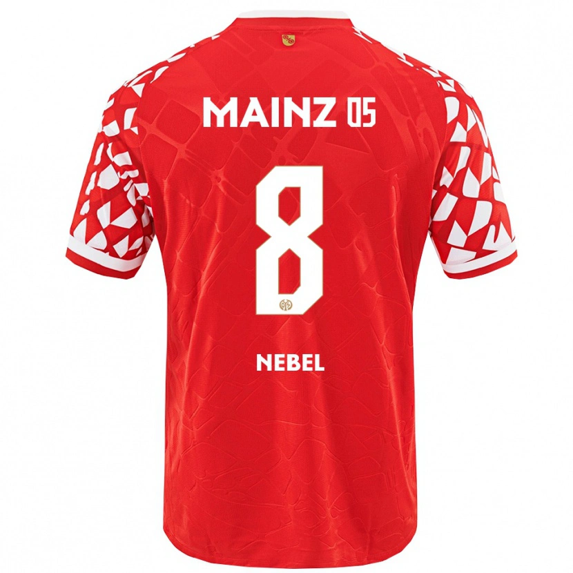 Danxen Niño Camiseta Paul Nebel #8 Rojo Blanco 1ª Equipación 2025/26 La Camisa
