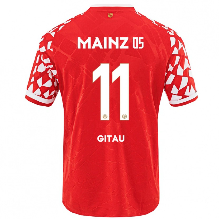 Danxen Niño Camiseta Andre Gitau #11 Rojo Blanco 1ª Equipación 2025/26 La Camisa
