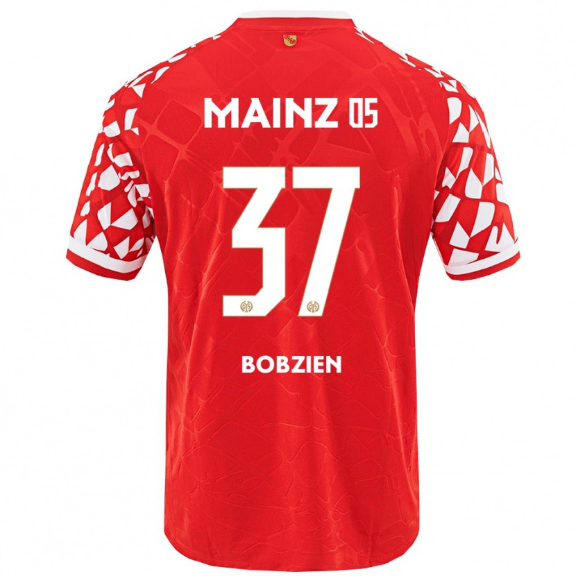 Danxen Niño Camiseta Ben Bobzien #37 Rojo Blanco 1ª Equipación 2025/26 La Camisa