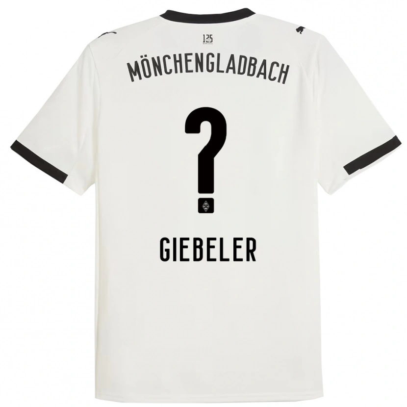 Danxen Niño Camiseta Benno Giebeler #0 Blanco Negro 1ª Equipación 2025/26 La Camisa