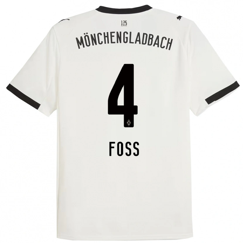 Danxen Niño Camiseta Jonathan Foss #4 Blanco Negro 1ª Equipación 2025/26 La Camisa