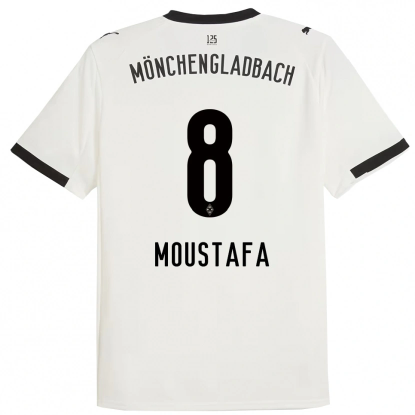 Danxen Niño Camiseta Moustafa Ashraf Moustafa #8 Blanco Negro 1ª Equipación 2025/26 La Camisa