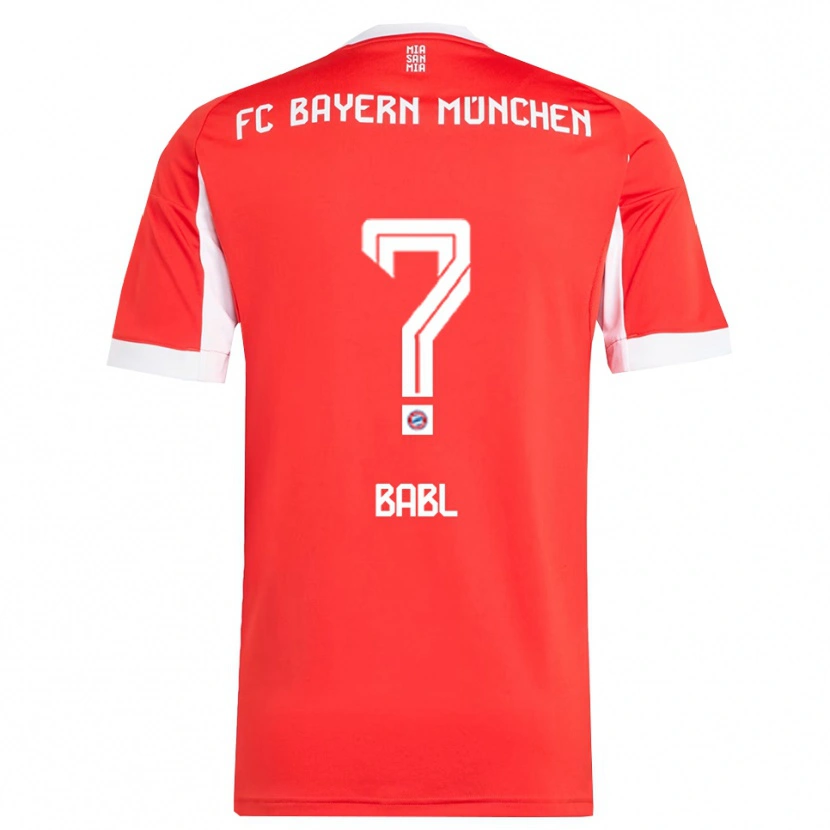 Danxen Niño Camiseta Luca Babl #0 Rojo Blanco 1ª Equipación 2025/26 La Camisa