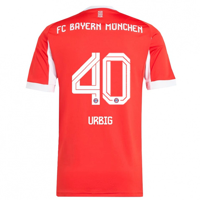 Danxen Niño Camiseta Jonas Urbig #40 Rojo Blanco 1ª Equipación 2025/26 La Camisa