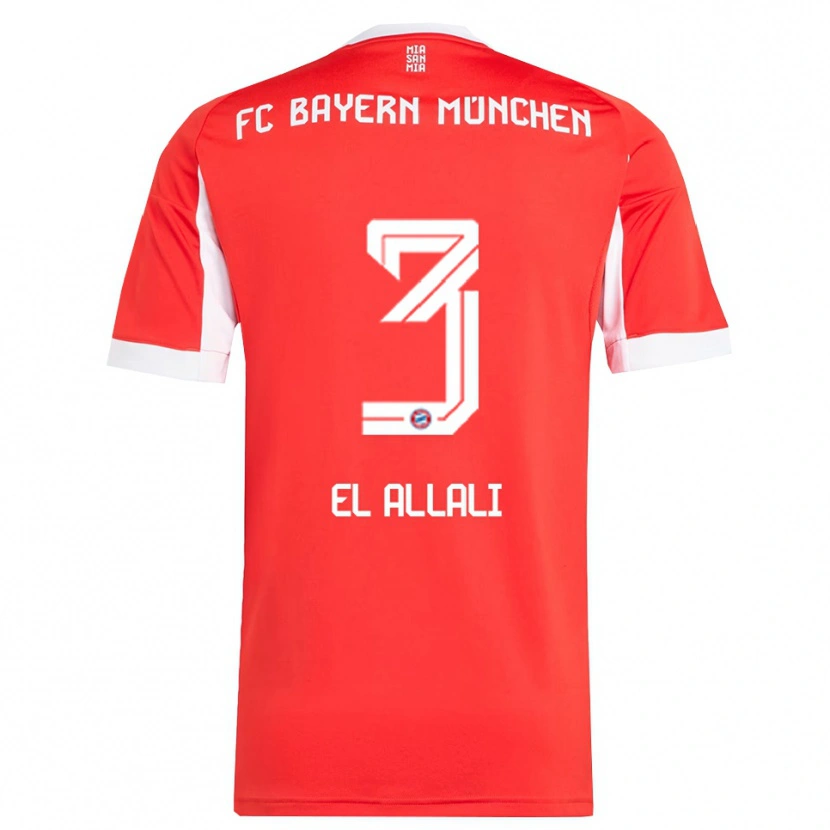Danxen Niño Camiseta Jonas El Allali #3 Rojo Blanco 1ª Equipación 2025/26 La Camisa