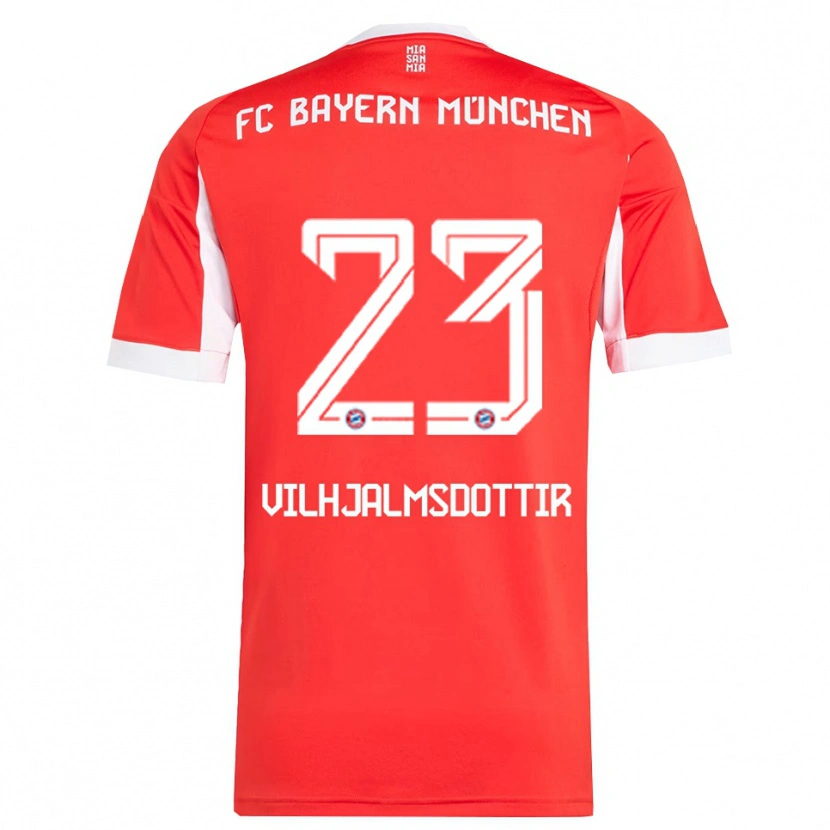 Danxen Niño Camiseta Karolina Lea Vilhjalmsdottir #23 Rojo Blanco 1ª Equipación 2025/26 La Camisa