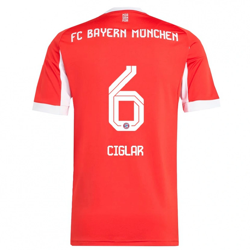 Danxen Niño Camiseta Roko Ciglar #6 Rojo Blanco 1ª Equipación 2025/26 La Camisa