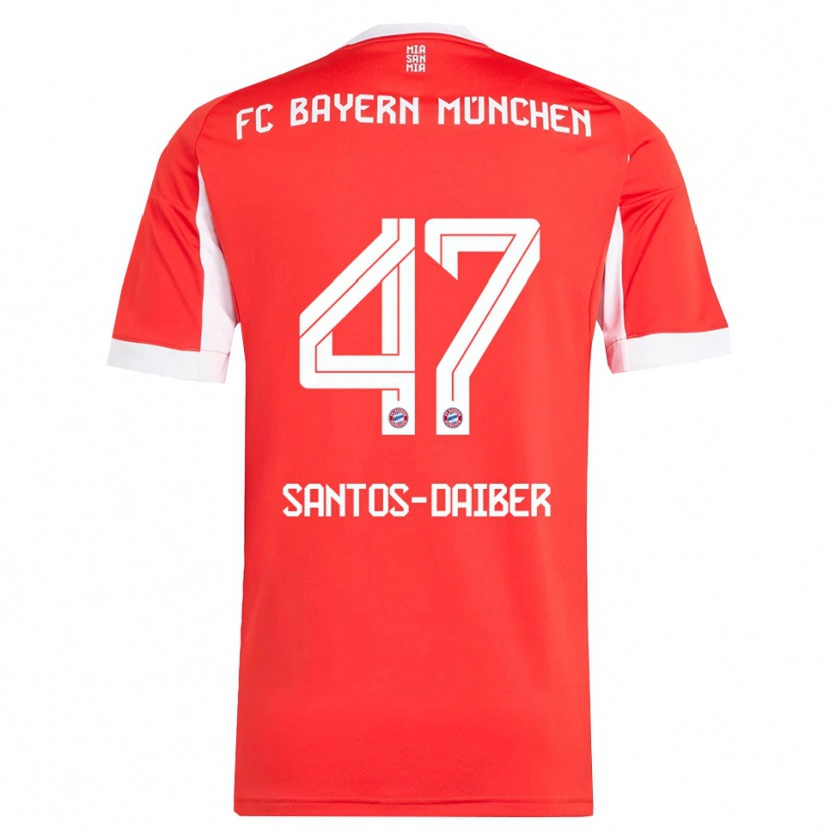 Danxen Niño Camiseta David Santos Daiber #47 Rojo Blanco 1ª Equipación 2025/26 La Camisa