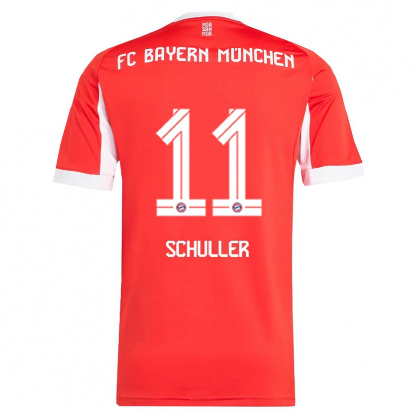 Danxen Niño Camiseta Lea Schuller #11 Rojo Blanco 1ª Equipación 2025/26 La Camisa