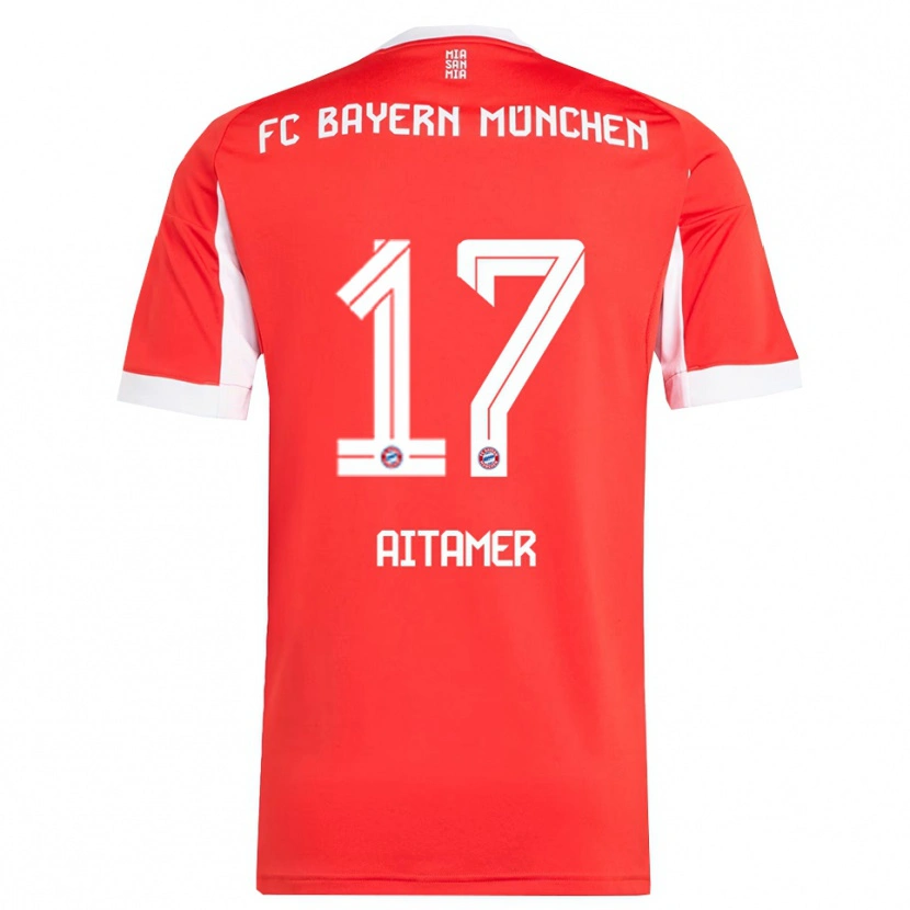 Danxen Niño Camiseta Younes Aitamer #17 Rojo Blanco 1ª Equipación 2025/26 La Camisa