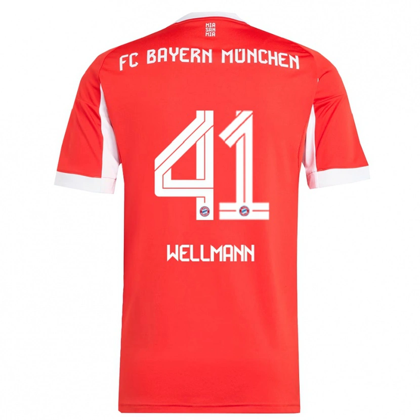 Danxen Niño Camiseta Anna Wellmann #41 Rojo Blanco 1ª Equipación 2025/26 La Camisa