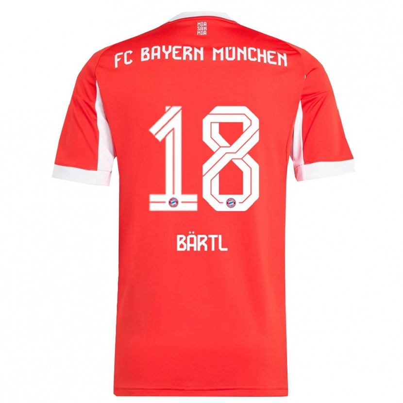 Danxen Niño Camiseta Jannis Bärtl #18 Rojo Blanco 1ª Equipación 2025/26 La Camisa