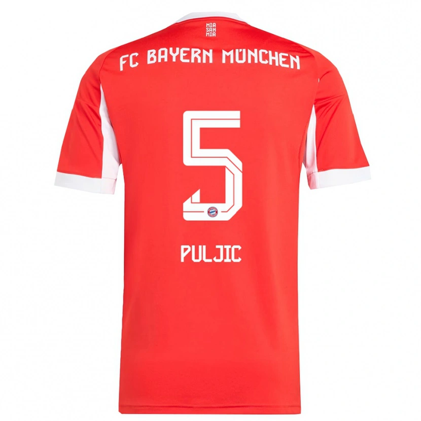 Danxen Niño Camiseta Ljubo Puljic #5 Rojo Blanco 1ª Equipación 2025/26 La Camisa