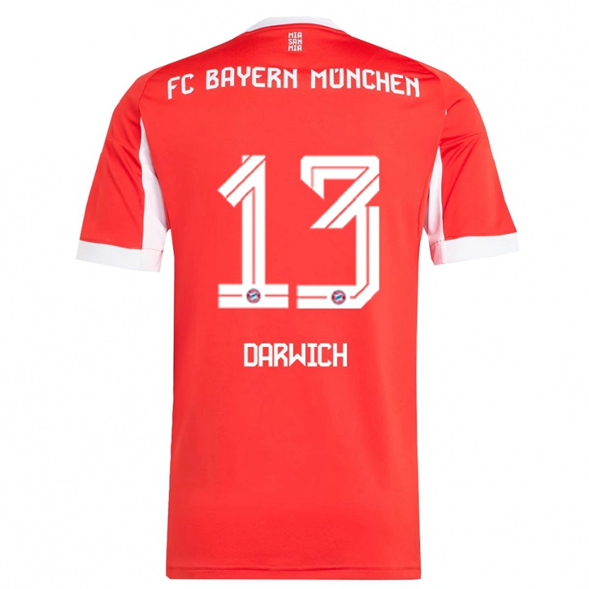 Danxen Niño Camiseta Maher Darwich #13 Rojo Blanco 1ª Equipación 2025/26 La Camisa