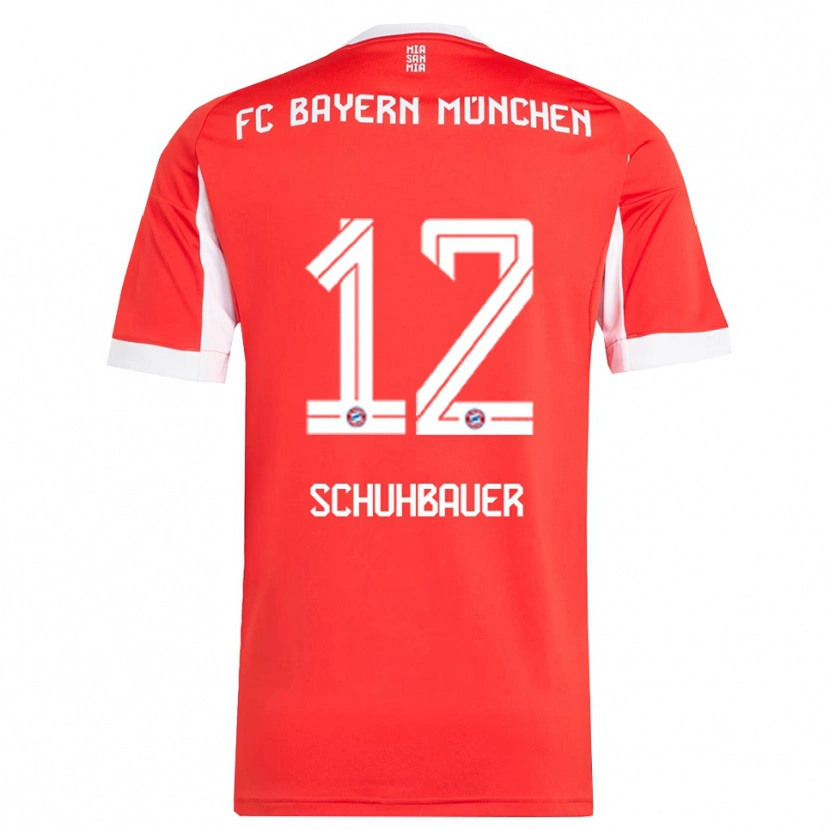 Danxen Niño Camiseta Maximilian Schuhbauer #12 Rojo Blanco 1ª Equipación 2025/26 La Camisa