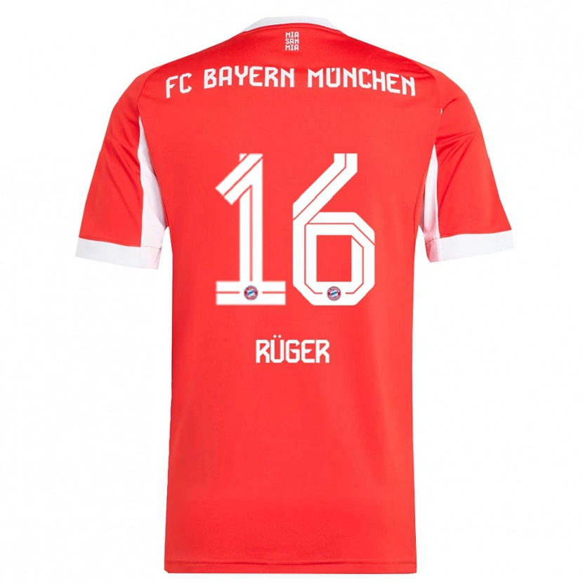 Danxen Niño Camiseta Kurt Rüger #16 Rojo Blanco 1ª Equipación 2025/26 La Camisa