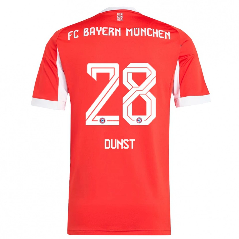 Danxen Niño Camiseta Barbara Dunst #28 Rojo Blanco 1ª Equipación 2025/26 La Camisa