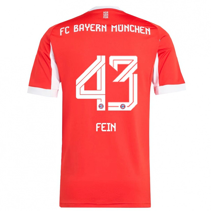 Danxen Niño Camiseta Adrian Fein #43 Rojo Blanco 1ª Equipación 2025/26 La Camisa