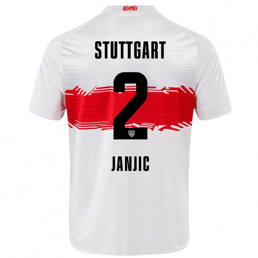 Danxen Niño Camiseta Antonijo Janjic #2 Blanco Rojo 1ª Equipación 2025/26 La Camisa
