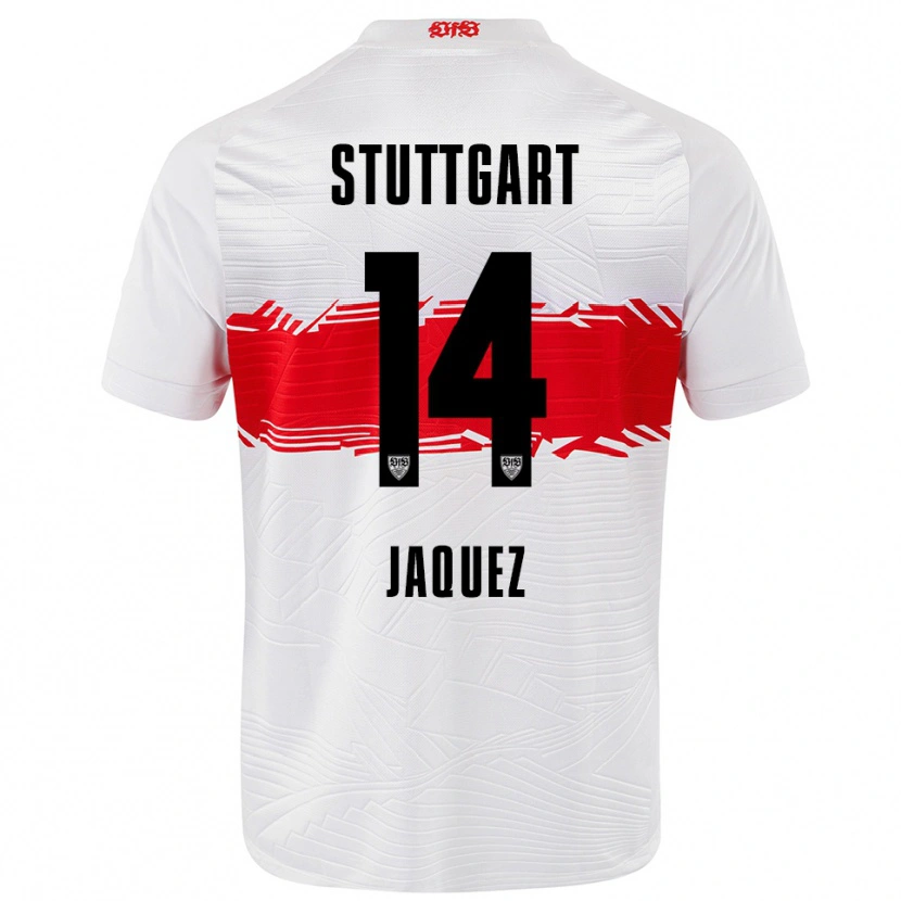 Danxen Niño Camiseta Luca Jaquez #14 Blanco Rojo 1ª Equipación 2025/26 La Camisa