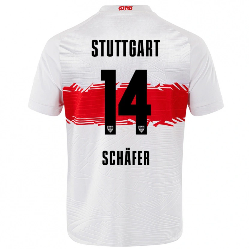 Danxen Niño Camiseta Katharina Schäfer #14 Blanco Rojo 1ª Equipación 2025/26 La Camisa