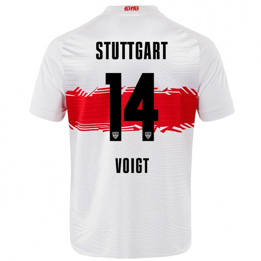 Danxen Niño Camiseta Max Voigt #14 Blanco Rojo 1ª Equipación 2025/26 La Camisa