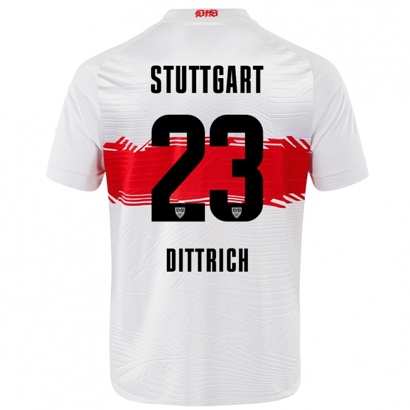 Danxen Niño Camiseta Robin Dittrich #23 Blanco Rojo 1ª Equipación 2025/26 La Camisa