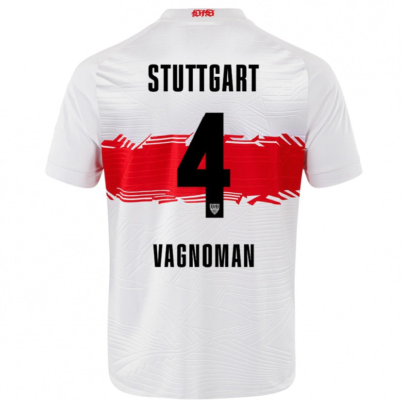 Danxen Niño Camiseta Josha Vagnoman #4 Blanco Rojo 1ª Equipación 2025/26 La Camisa