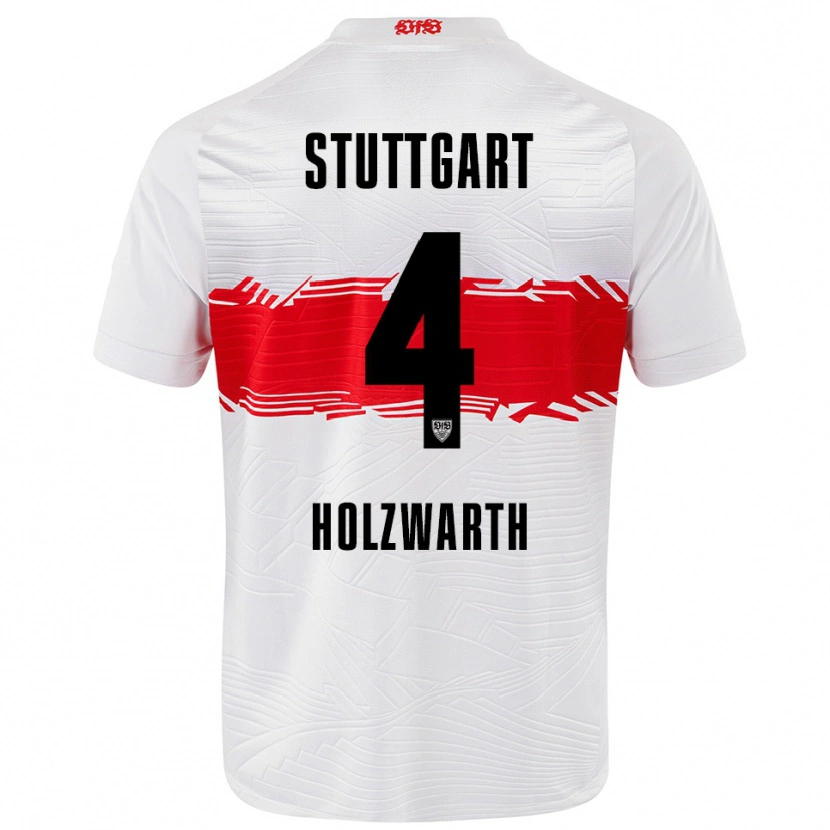 Danxen Niño Camiseta Luc Holzwarth #4 Blanco Rojo 1ª Equipación 2025/26 La Camisa