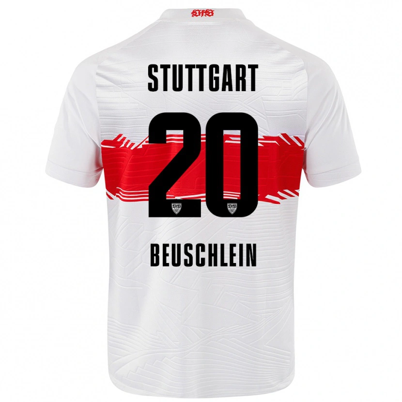 Danxen Niño Camiseta Jana Beuschlein #20 Blanco Rojo 1ª Equipación 2025/26 La Camisa