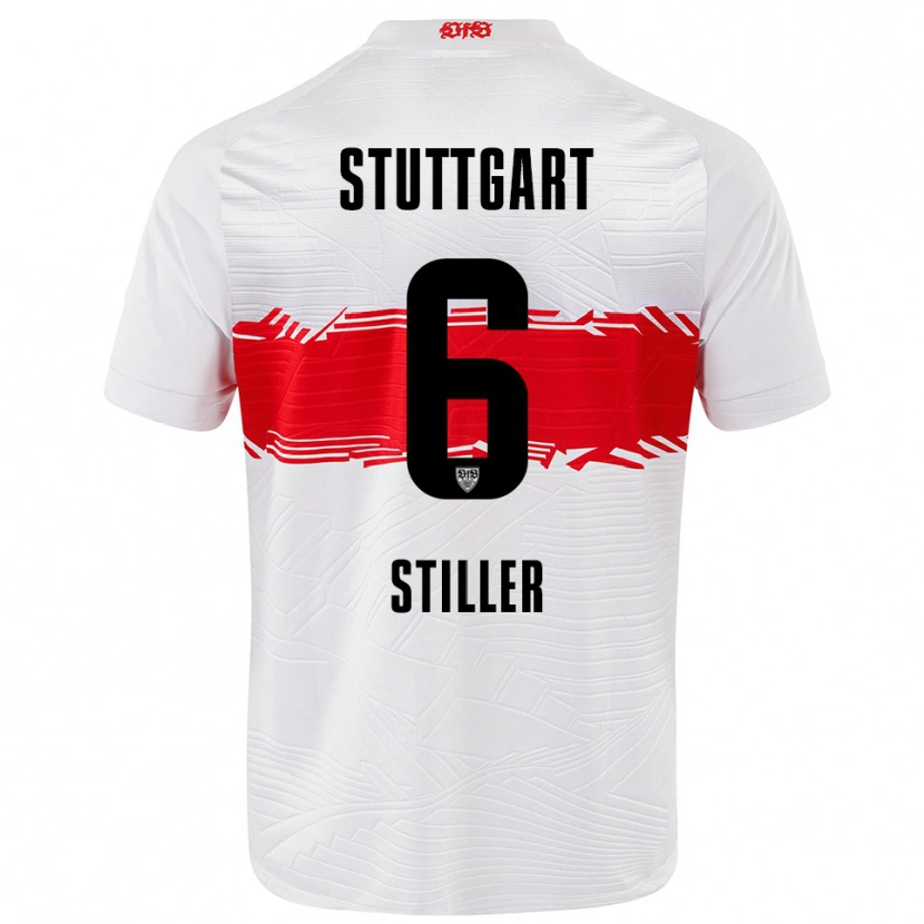 Danxen Niño Camiseta Angelo Stiller #6 Blanco Rojo 1ª Equipación 2025/26 La Camisa