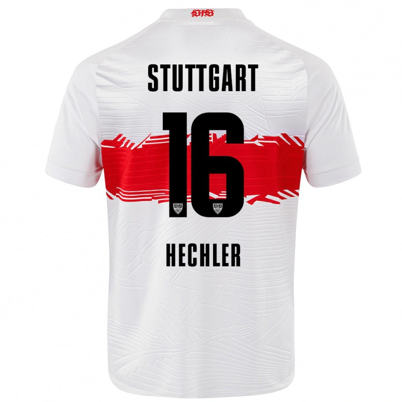 Danxen Niño Camiseta Janina Hechler #16 Blanco Rojo 1ª Equipación 2025/26 La Camisa
