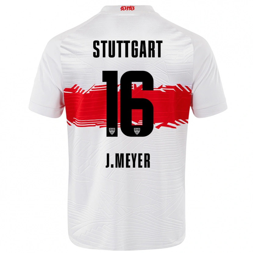 Danxen Niño Camiseta Jordan Meyer #16 Blanco Rojo 1ª Equipación 2025/26 La Camisa
