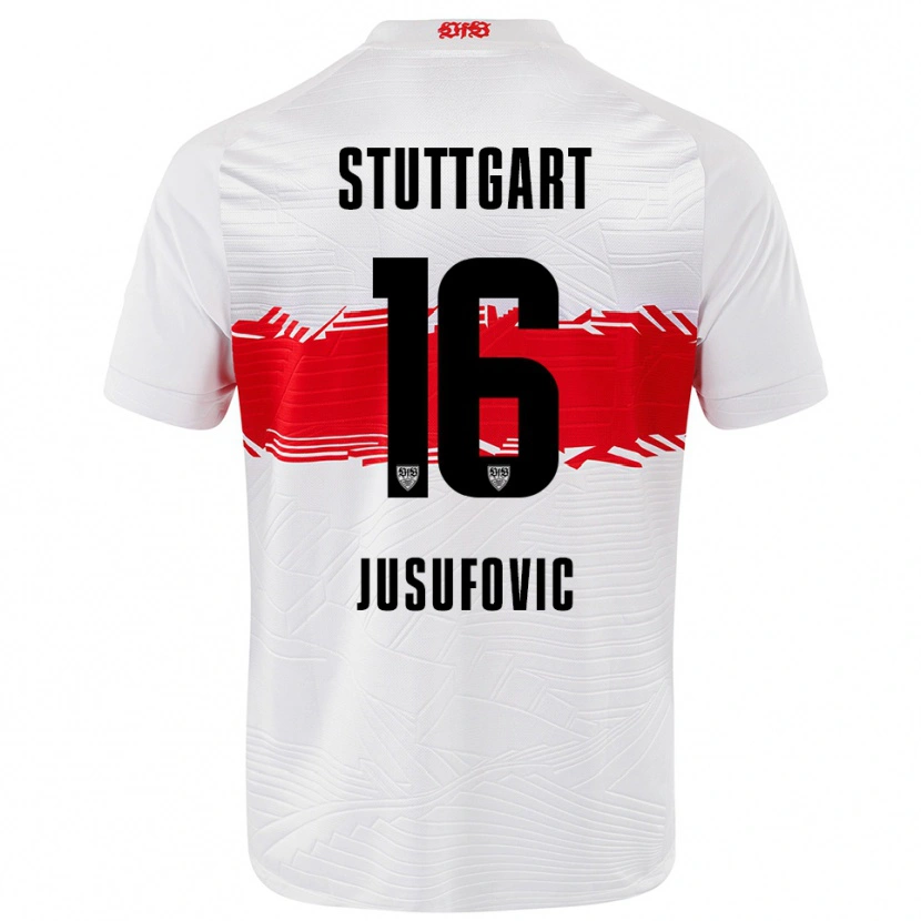 Danxen Niño Camiseta Farah Jusufović #16 Blanco Rojo 1ª Equipación 2025/26 La Camisa