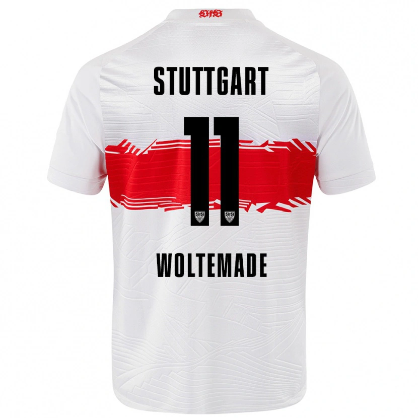 Danxen Niño Camiseta Nick Woltemade #11 Blanco Rojo 1ª Equipación 2025/26 La Camisa