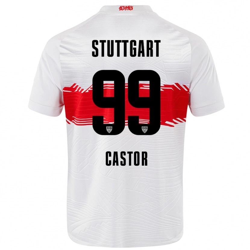 Danxen Niño Camiseta Gillian Castor #99 Blanco Rojo 1ª Equipación 2025/26 La Camisa