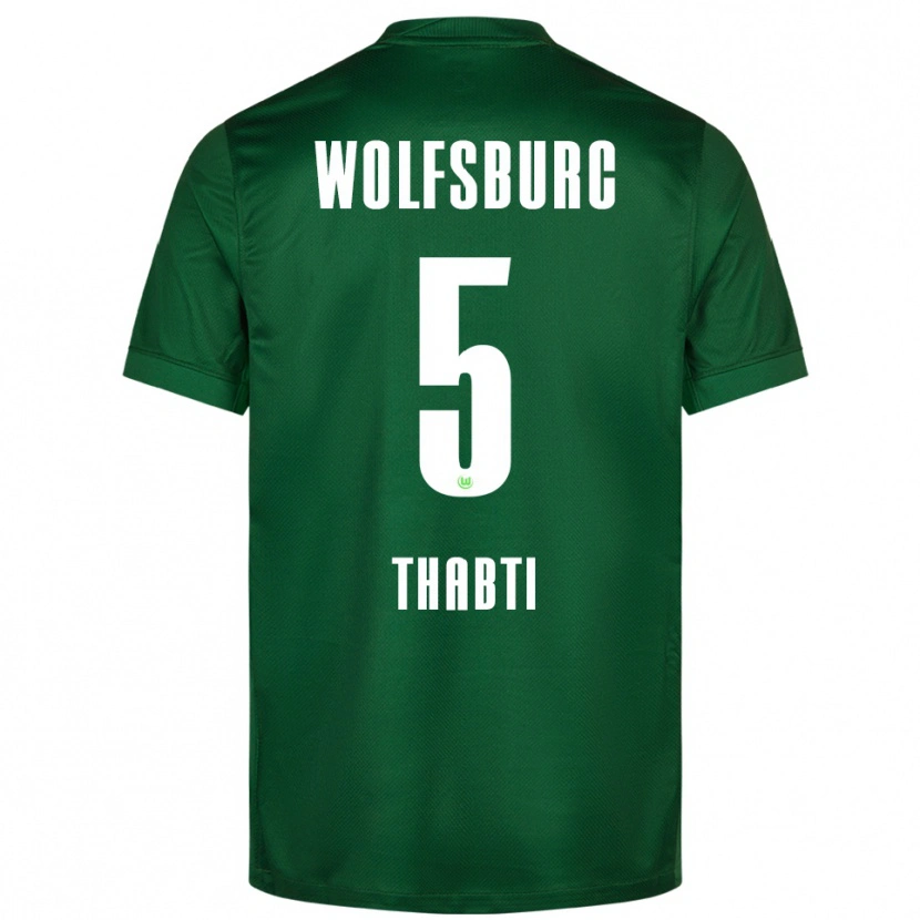 Danxen Niño Camiseta Mohamed Thabti #5 Verde Blanco 1ª Equipación 2025/26 La Camisa