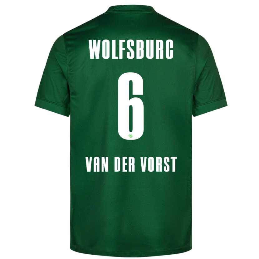 Danxen Niño Camiseta Fynn Van Der Vorst #6 Verde Blanco 1ª Equipación 2025/26 La Camisa