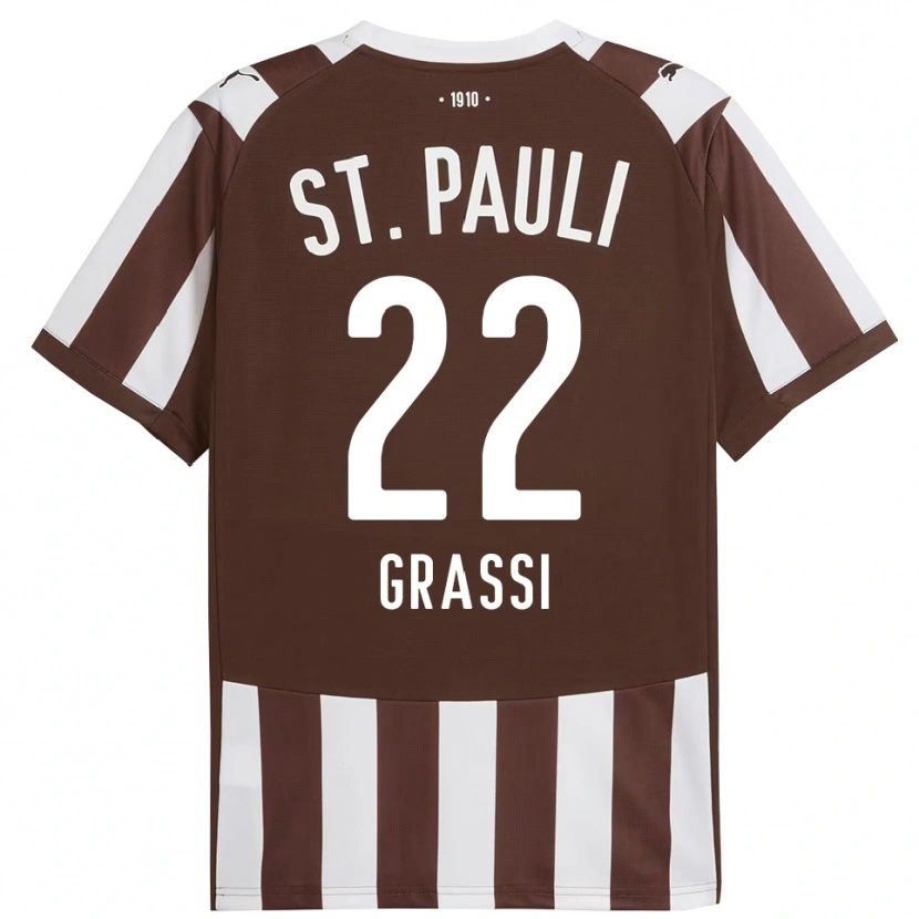 Danxen Niño Camiseta Levi Grassi #22 Café Blanco 1ª Equipación 2025/26 La Camisa