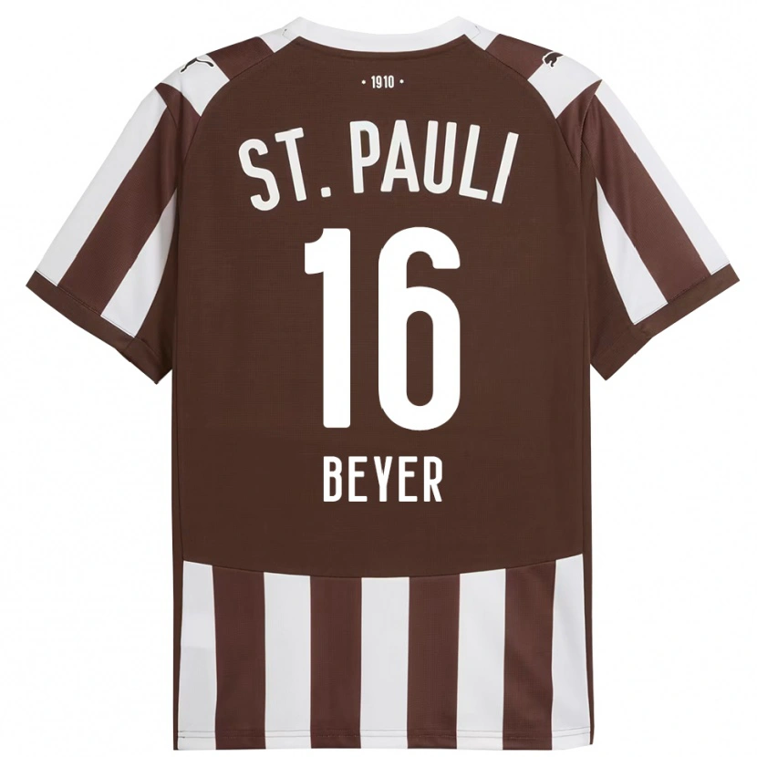 Danxen Niño Camiseta Lasse Beyer #16 Café Blanco 1ª Equipación 2025/26 La Camisa