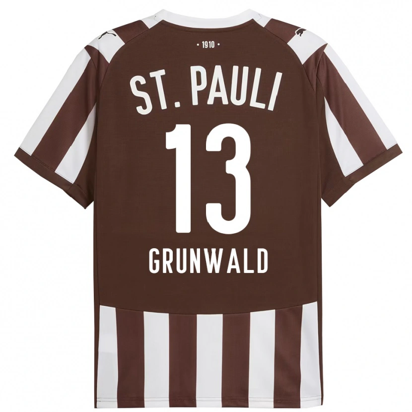 Danxen Niño Camiseta Julius Grunwald #13 Café Blanco 1ª Equipación 2025/26 La Camisa