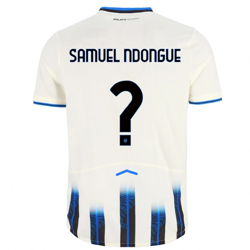 Danxen Niño Camiseta Frederick Samuel Ndongue #0 Blanco Azul 2ª Equipación 2025/26 La Camisa