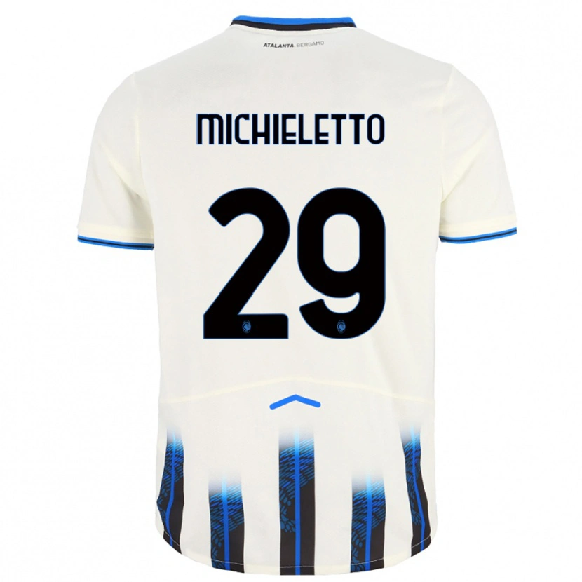 Danxen Niño Camiseta Andrea Michieletto #29 Blanco Azul 2ª Equipación 2025/26 La Camisa