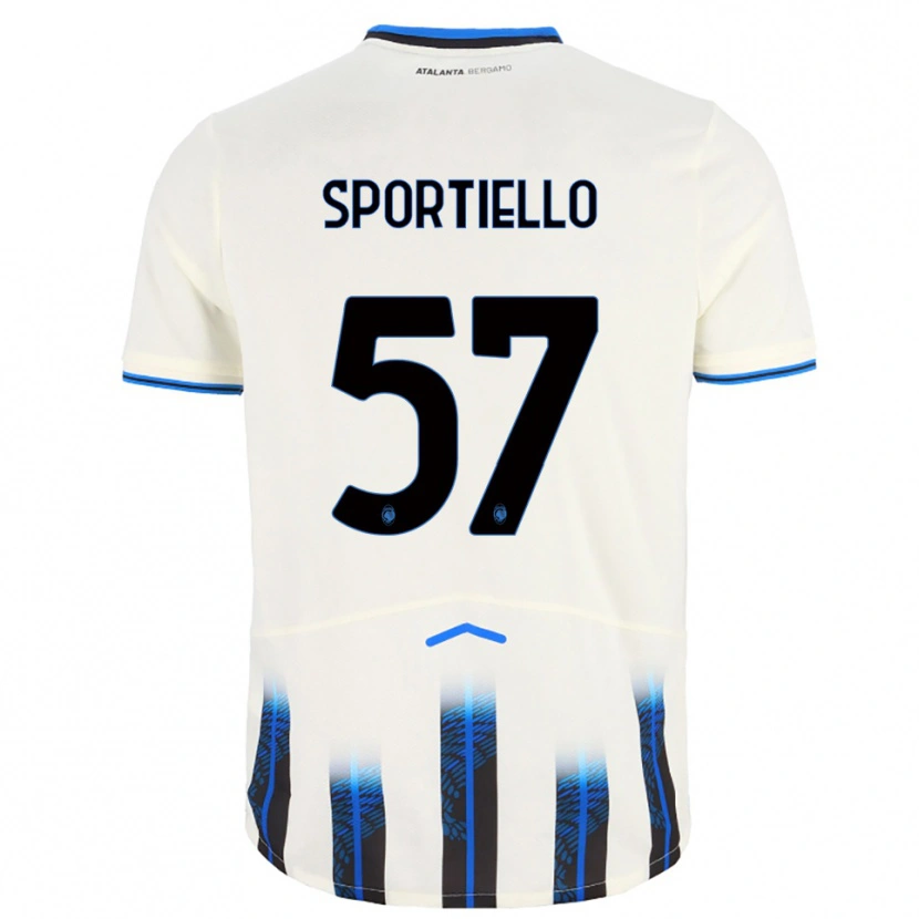 Danxen Niño Camiseta Marco Sportiello #57 Blanco Azul 2ª Equipación 2025/26 La Camisa