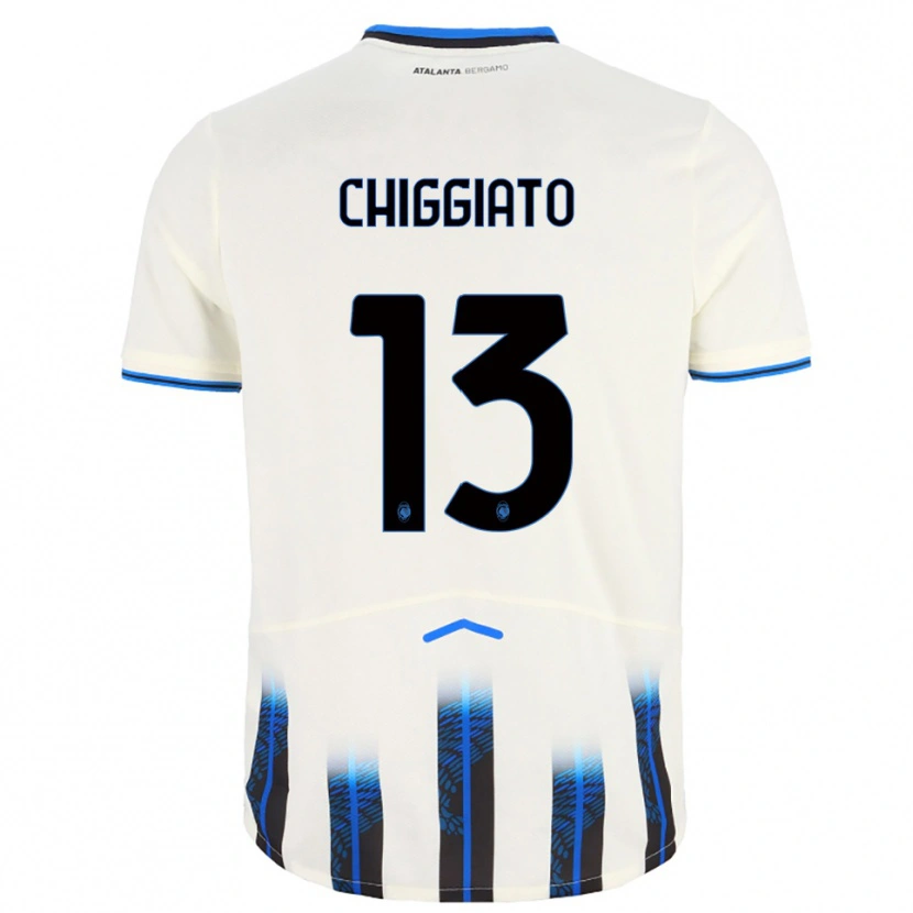 Danxen Niño Camiseta Gabriele Chiggiato #13 Blanco Azul 2ª Equipación 2025/26 La Camisa