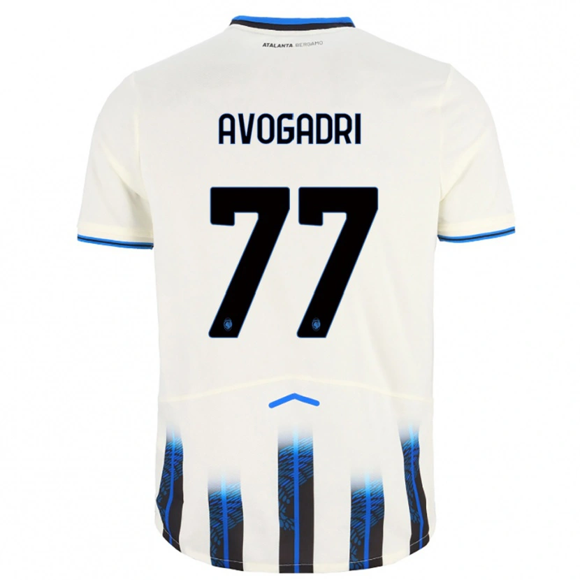 Danxen Niño Camiseta Lorenzo Avogadri #77 Blanco Azul 2ª Equipación 2025/26 La Camisa