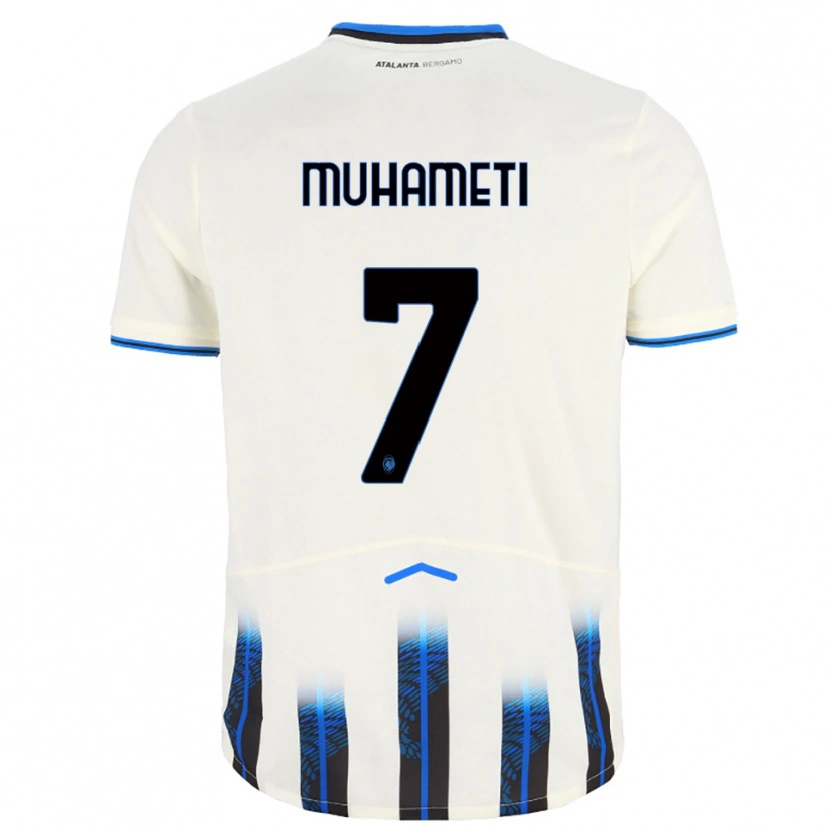 Danxen Niño Camiseta Endri Muhameti #7 Blanco Azul 2ª Equipación 2025/26 La Camisa