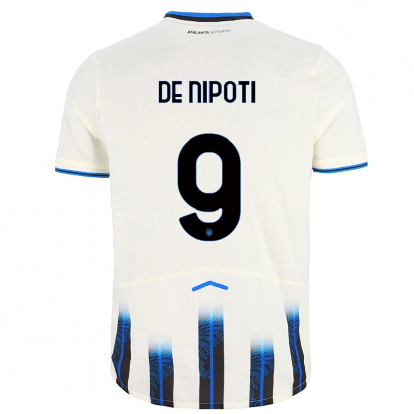 Danxen Niño Camiseta Tommaso De Nipoti #9 Blanco Azul 2ª Equipación 2025/26 La Camisa